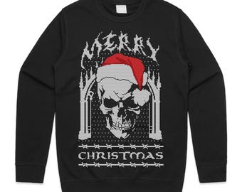 Vintage Retro Santa Skull Christmas Jumper Sweatshirt Gothic Xmas Unisex Ugly Sweater Funny Nightmare Graphic