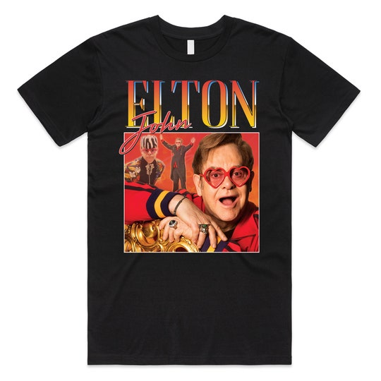 Elton John Homage T-shirt Tee Top Music Legend Funny Retro 80's 90's Vintage