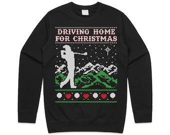 Driving Home For Christmas Jumper Sweater Sweatshirt Xmas Golf Tees Balls Club Chris Rea Funny Gift