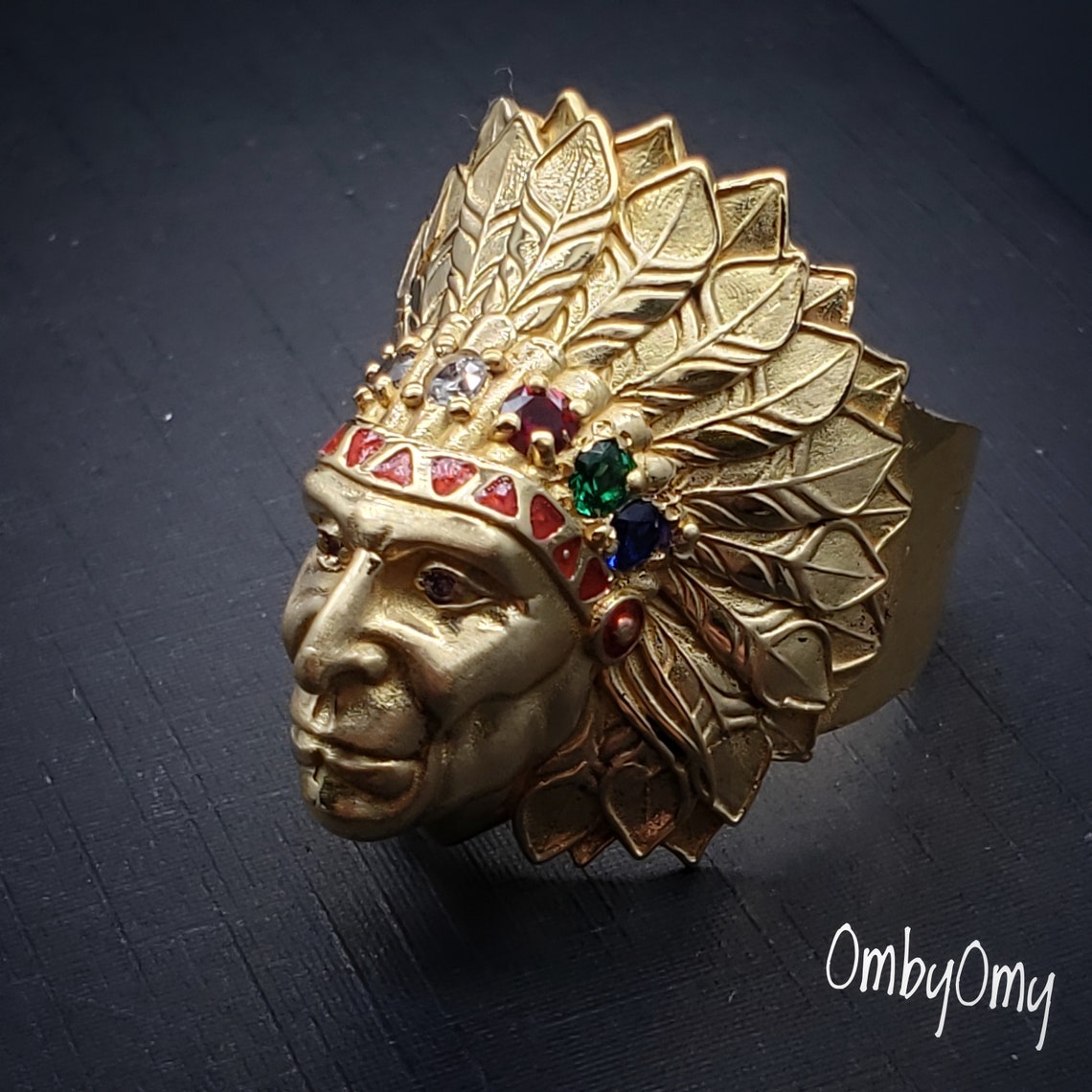 India Chief Head Ring Solid Yellow Gold 14Kt Ring Handmade Etsy