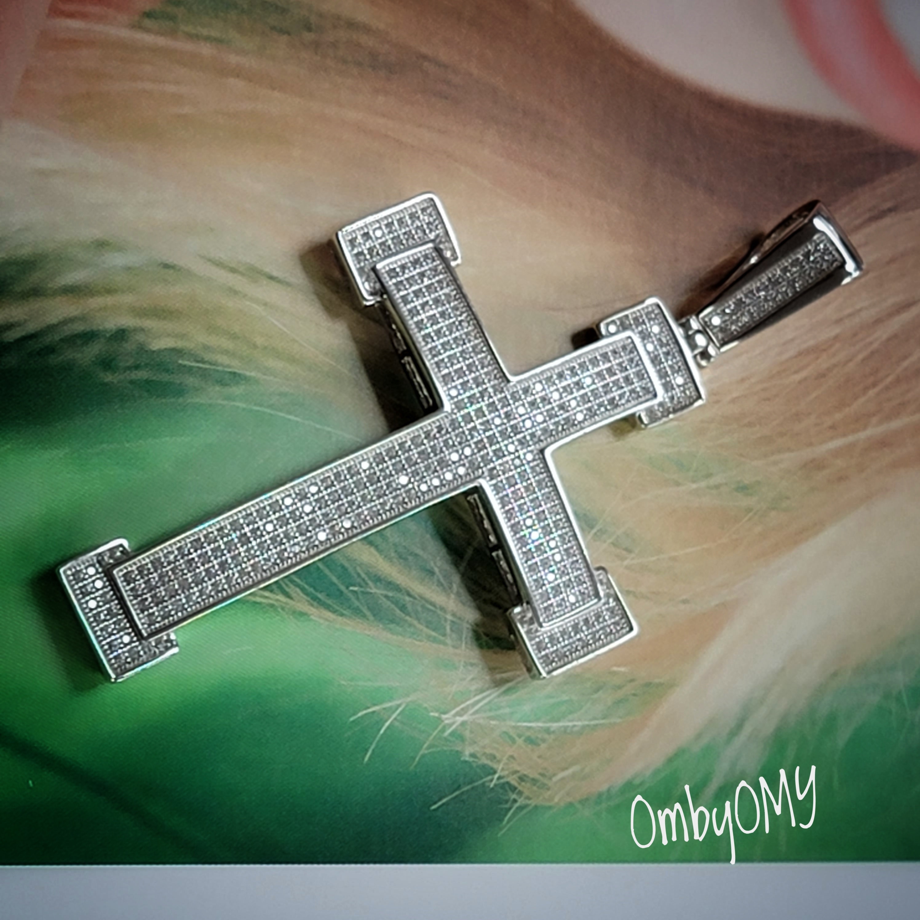 Ciondolo Croce Uomo In Argento Sterling 925 Con Zirconi - Mani Che Pregano 3D - Foto 12