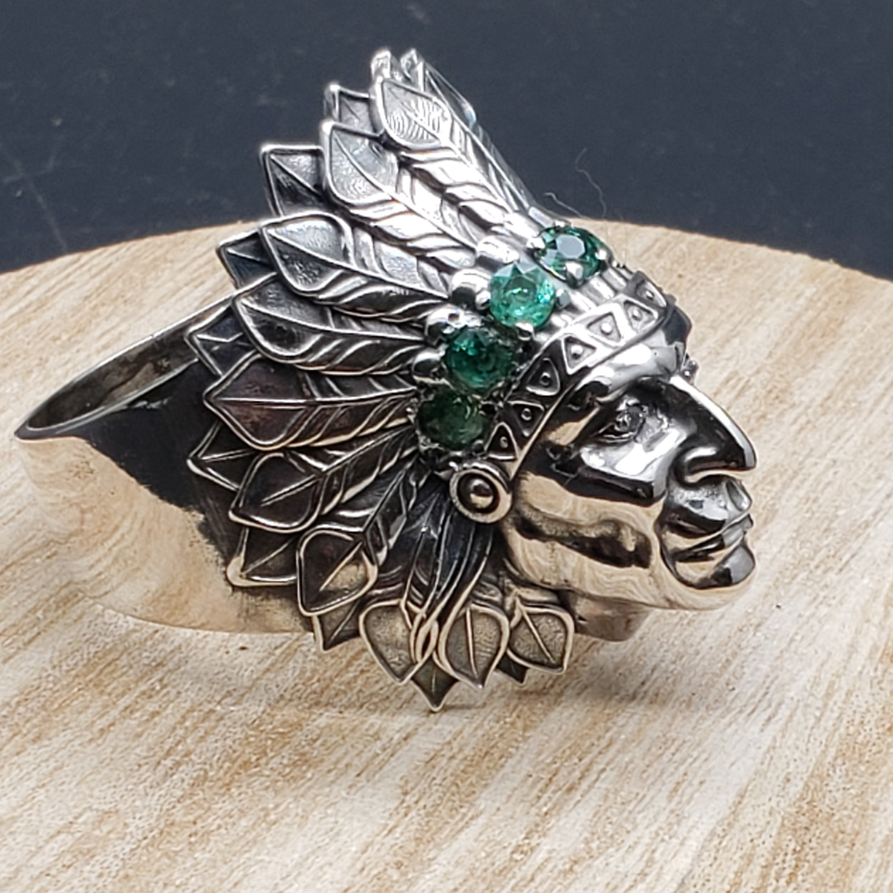 Solid Sterling Silver Indian Chief Head Ring ,handmade US Seller