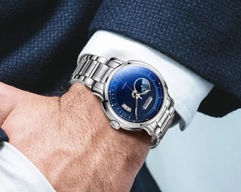 Personalisierte Armbanduhr, Edelstahl, Saphirglas
