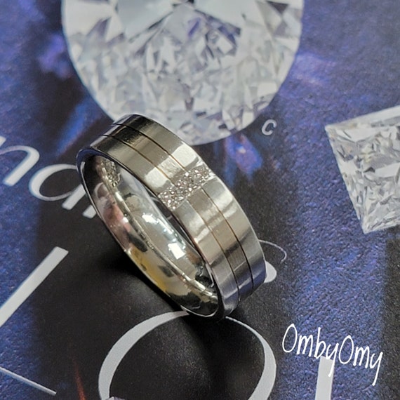 18kt White Gold & Platinum Diamond Wedding Ring b… - image 1
