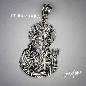 Santa Barbara Pray For Us, Handmade Sterling Silver, St Barbara Pendant only, Christian or Yoruba Religion
