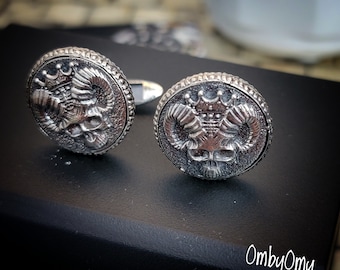 Skull Cufflinks, Sterling Silver Cufflinks, Biker Style Cufflink, Gothic Skull Cufflinks