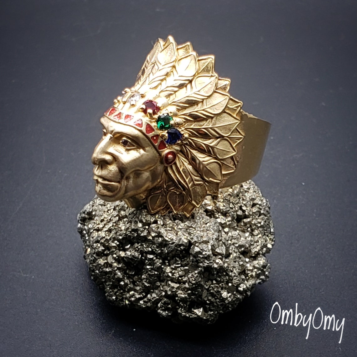 India Chief Head Ring Solid Yellow Gold 14Kt Ring Handmade Etsy