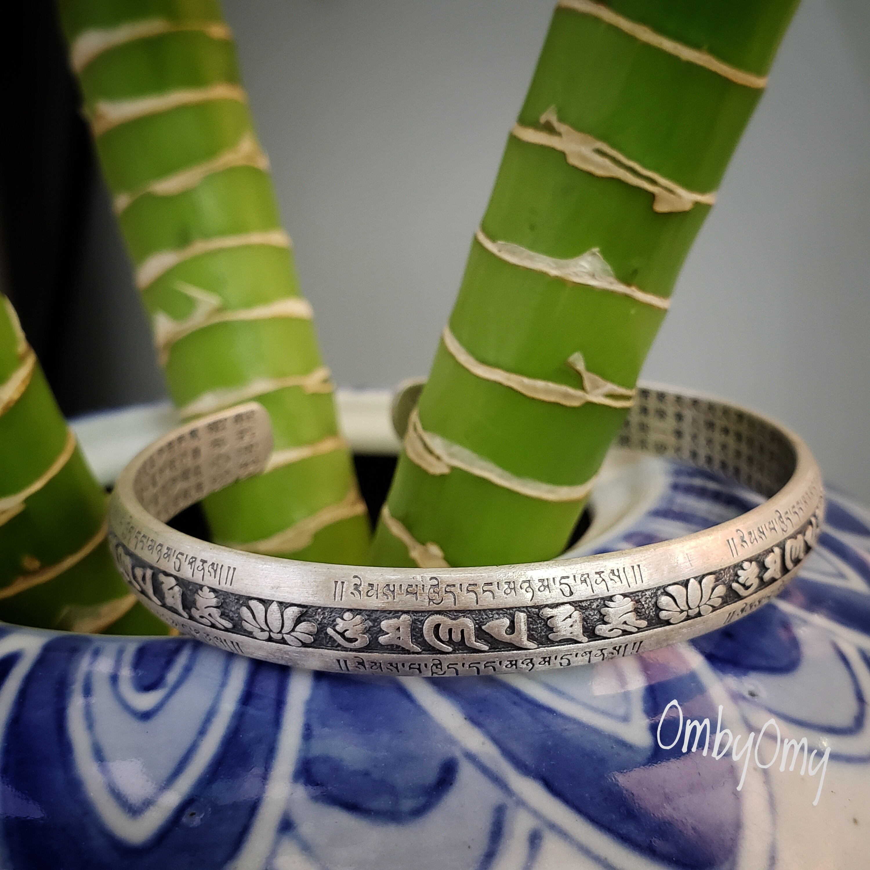 Tibetan Bangle 999 Pure Silver Cuff Bangle Mantra Retro