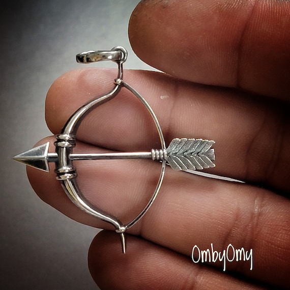 Sterling Silver Bow and Arrow Pendant, Archery Jewelry - Etsy