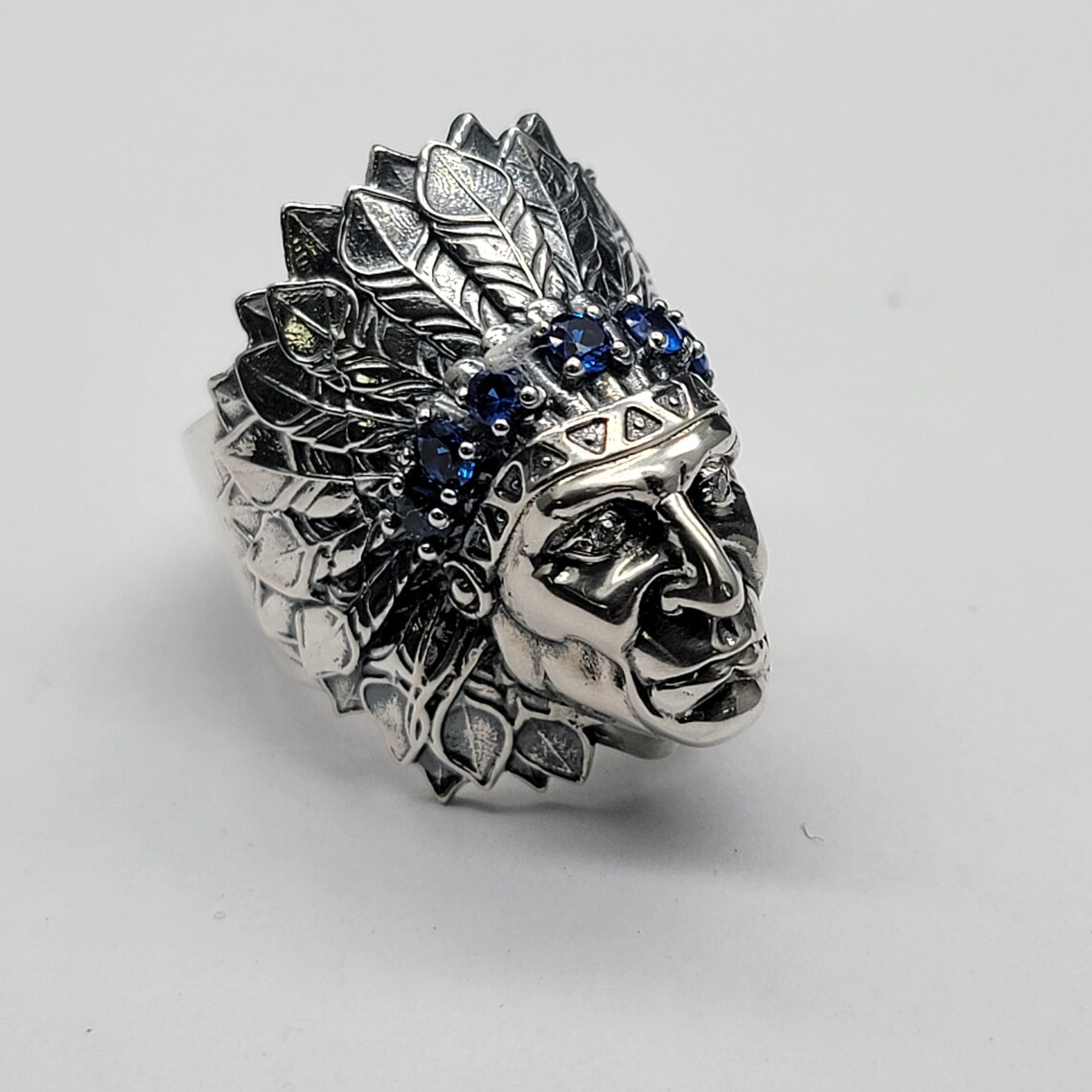 Solid Sterling Silver Indian Chief Head Ring ,handmade US Seller, Free ...
