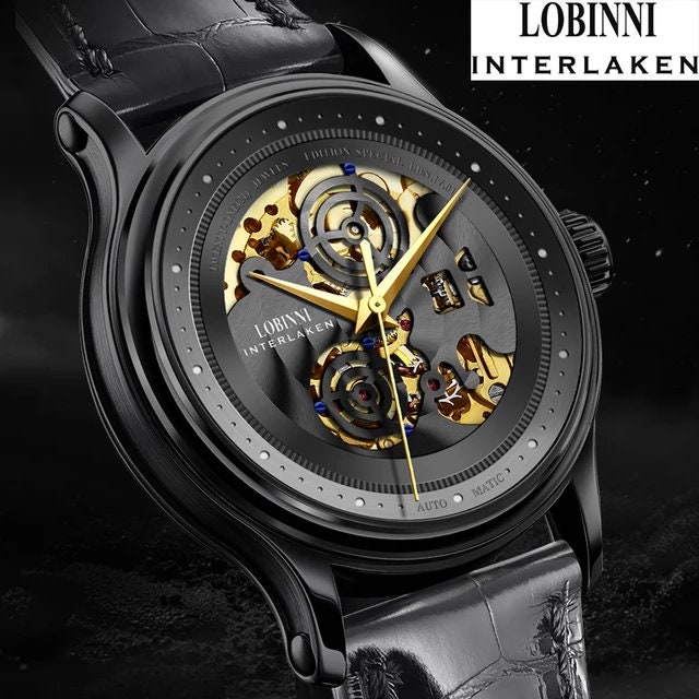 LOBINNI Orologio Meccanico Automatico Uomo In Acciaio Inossidabile - Lusso Con Calendario, Senza Batteria