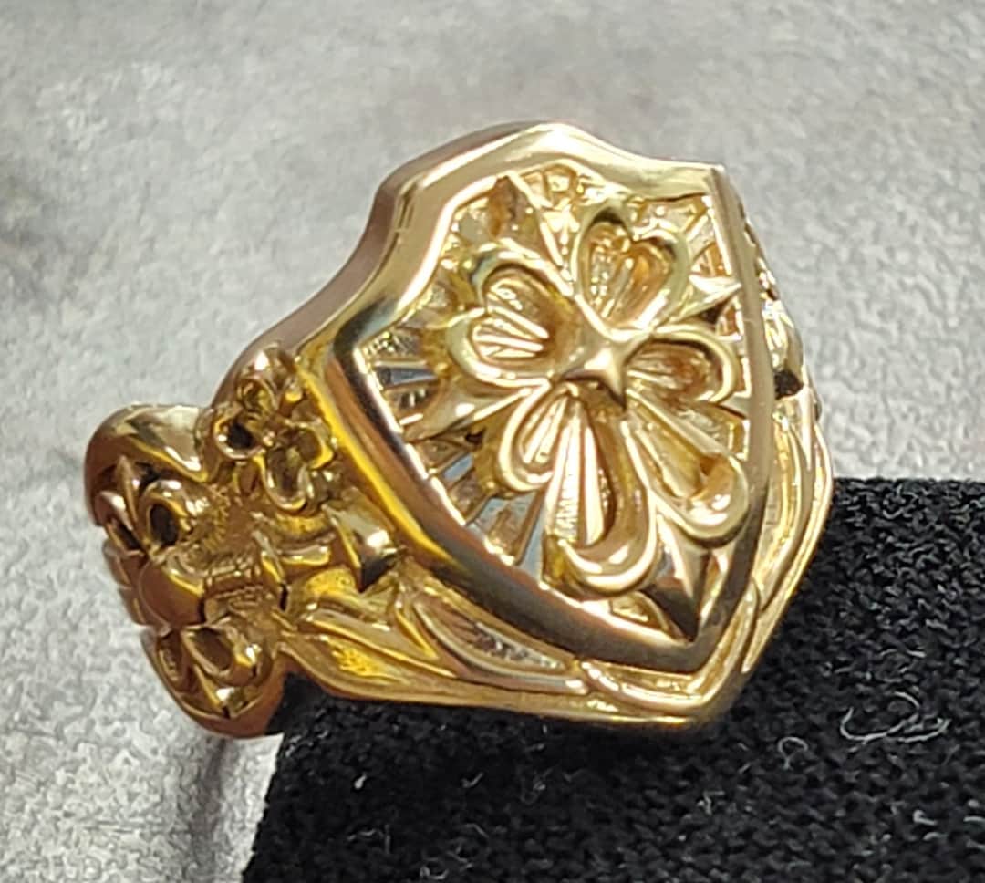 14K Gold Crusader Cross Ring, Handmade Celtic Mens Ring - Etsy