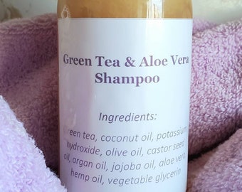 Green Tea & Aloe Vera All-Natural Shampoo / Chemical Free / Normal / Dry / Oily Hair 16 oz.