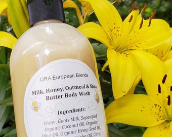 Oatmeal, Milk & Honey Body Wash With Shea Butter -16 oz. For All Skin Types Especially Sensitive Skin