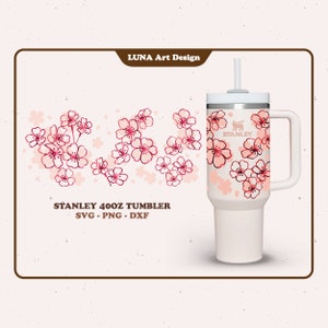 Vaso de 40 oz Sakura, archivo SVG para Cricut, vaso extintor de flor de cerezo, vaso extintor floral, vaso de primavera de 40 oz, archivo SVG digital