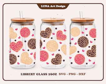 Concha Pan Dulce Libbey Glass Wrap SVG: Cafecito y Chisme (Digital File)
