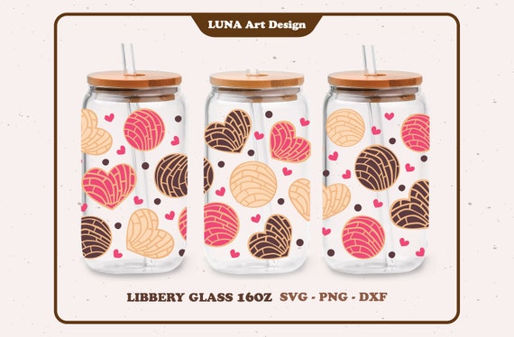 Concha Pan Dulce Libbey Glass Wrap SVG: Cafecito y Chisme (Digital File)