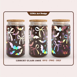 Upiorny sezon Nietoperz Halloween Kokietka Wstążka Duch Jesień Jesienny klimat owijka na Libbey Can Glass 16oz. dxf, png, svg, cyfrowy