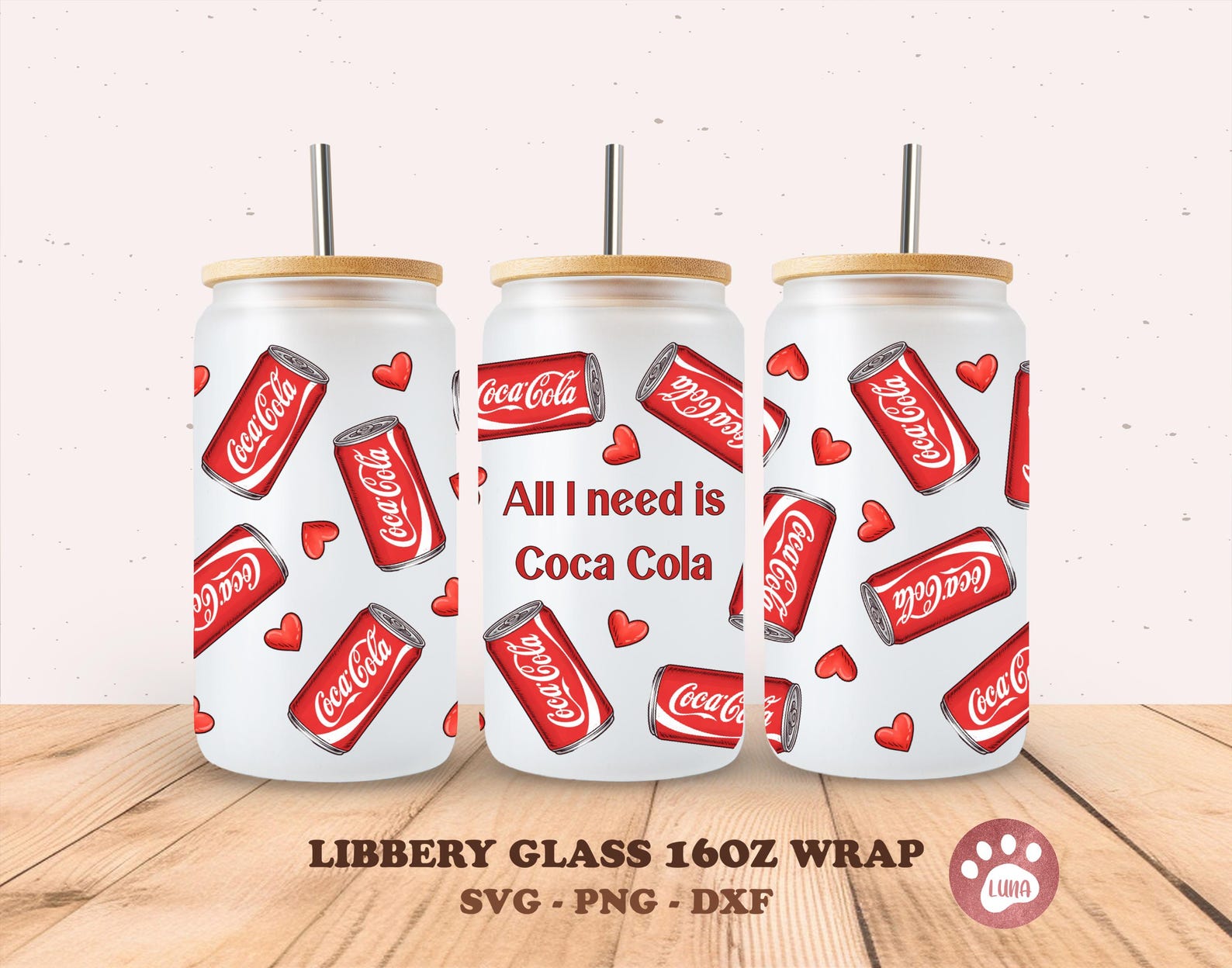 All I Need is Coca Cola Glass Can Wrap Coke Frosted Glass Wrap Coke ...
