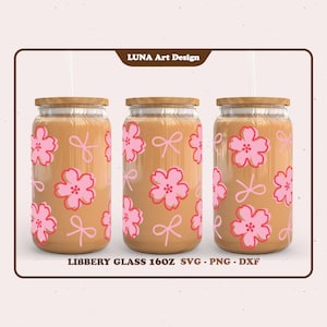 Ruban mignon fleur de cerisier fleur de printemps Sakura noeud floral maman amour maman Libbey enveloppe de verre maman verre peut fichiers numériques svg