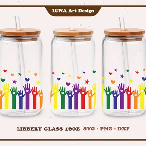 Fichiers svg Libbey glass svg 16 oz pour Cricut LGBTQ canette de bière en verre svg Pride Libbey enveloppement de verre Pride Month en verre canette svg fichiers numériques