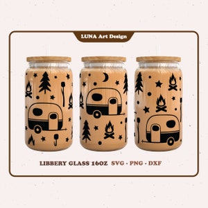Camping Libbey glass svg Campers cerveza lata de vidrio Camping 16 oz Libbey glass wrap Campers glass can svg Camping svg archivo para cortar archivos digitales