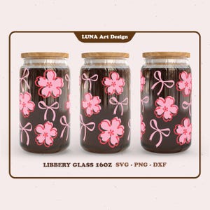 Noeud de cerisier en fleurs, fleur de printemps, Sakura, ruban floral, coquette de maman, cadeau coupe d'amour pour maman Libbey, fichiers numériques svg pour emballage de verre