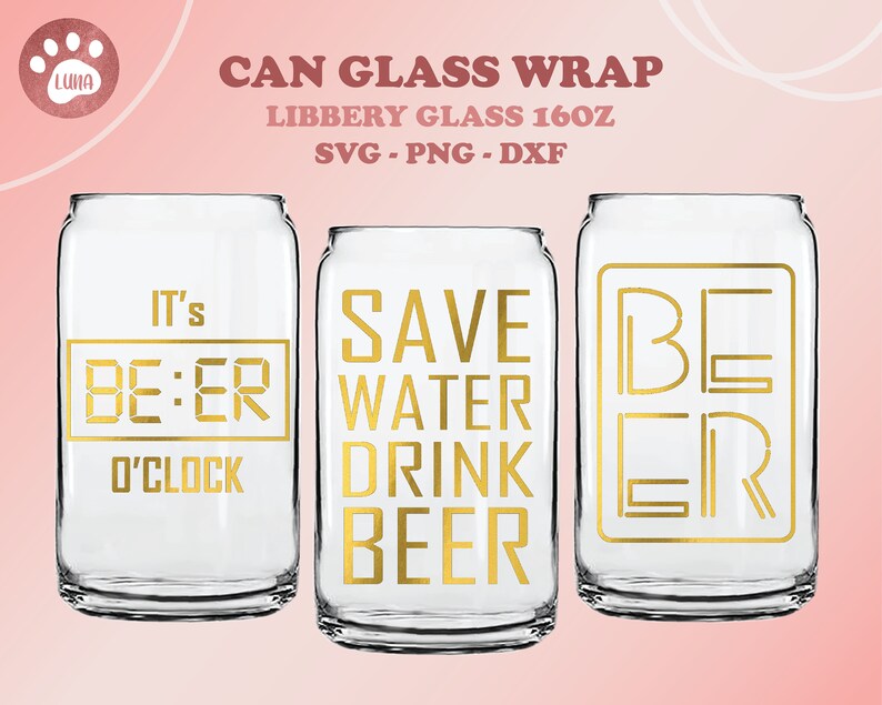 Beer Can Glass SVG Libbey Glass SVG Beer O'clock Drink Etsy