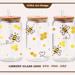 Daisy Honey Bee Wrap SVG PNG: 16 Unzen Dosenglasdesign (Digitale Datei)