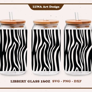 Zebra print Can Glass svg, Libbey Glass SVG, Animal print, Zebra, Full wrap Libbey Glass 16oz. dxf, png, svg file for Circut, digital file