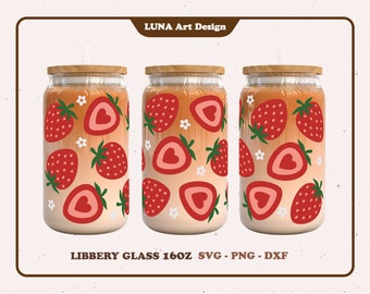 Strawberry Libbey Glass Wrap SVG: Summer Mom Gift (Digital Files)