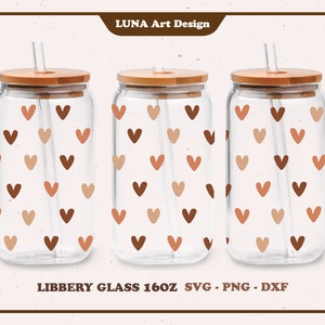 Mini corazón, corazón encantador, San Valentín, amor de mamá, taza de mamá, envoltura completa para vidrio Libbey de 16 oz, archivo dxf, png, svg para Circut, archivo digital