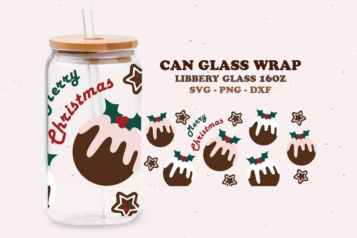 Christmas Pudding Glass Can SVG Libbey Glass SVG Christmas Etsy