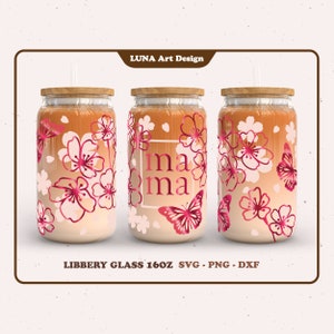 Sakura Floral printemps fleur maman cadeau Cherry Blossom amour maman tasse Libbey peut verre wrap fichiers numériques svg