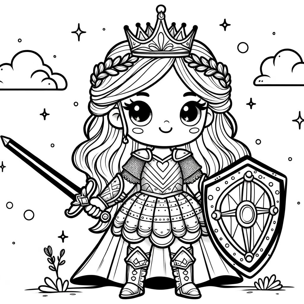 Warrior Princess // Coloring Page - Etsy