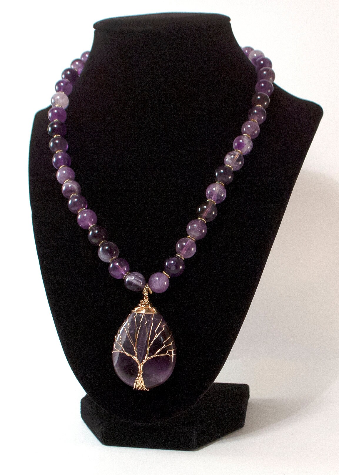 Collar de amatista con colgante de árbol de la vida Etsy