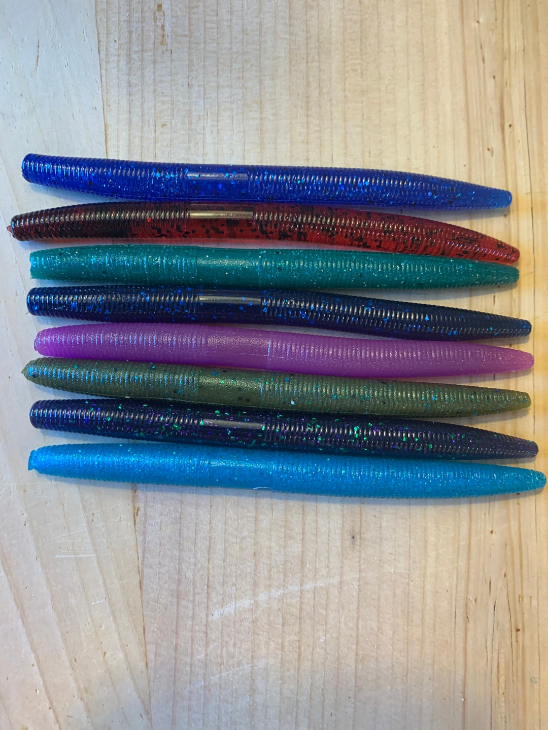12 Worm Senko Style June Bug Pearl – Esca Morbida Per Bass Fishing 5 Pollici