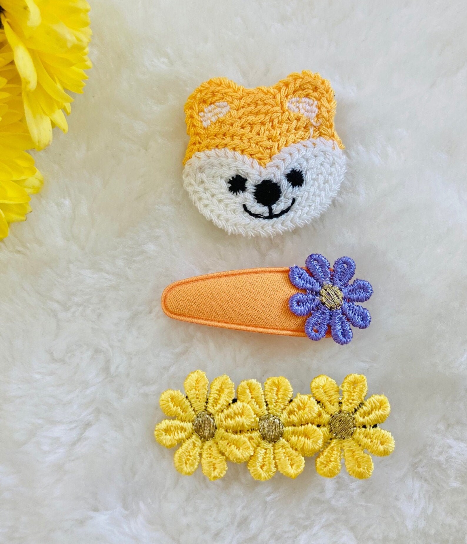 Animal Hair Clip Set / Handmade Crochet Hair Clips / Toddler Etsy