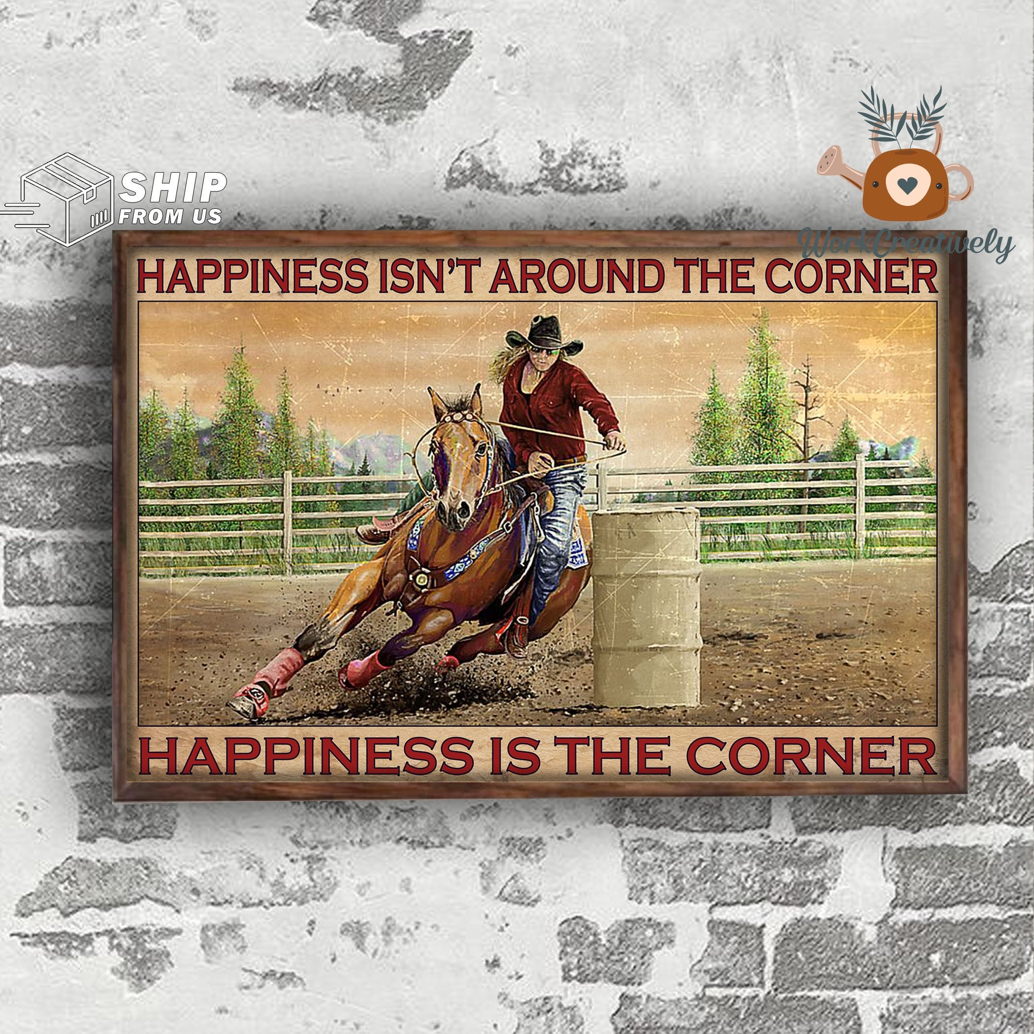 Cowgirl Barrel Racing Poster