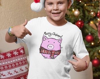 Joyeux Oinkmas ! - Chemise à manches courtes unisexe pour enfant