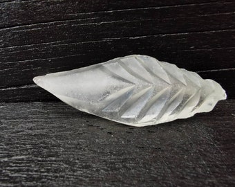 RARE large Antique Victorian SEA GLASS leaf, Cut glass, one of a kind, unique mudlarking Christmas Yule gift.