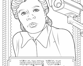 Marie Van Brittan Brown Coloring Page, Black Inventor (Digital Download)
