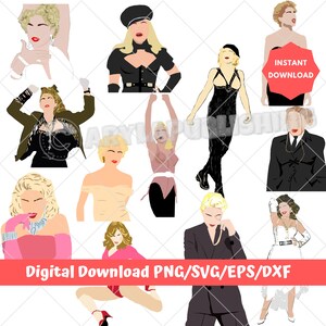 Madonna inspiriert druckbare Dateien Kunst - SVG PNG Clipart Erstellen Sie Ihre eigenen Sofort-Download