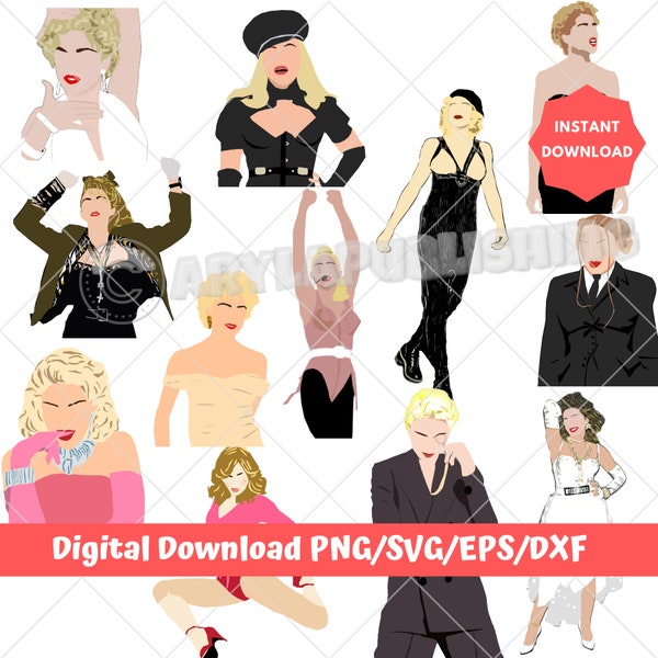 Madonna Inspired Printable Files Art - SVG PNG Clipart Create your own Instant Download