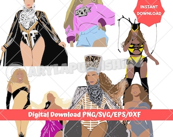Beyonce Inspired Printable Files Art - SVG PNG Clipart Create your own Instant Download