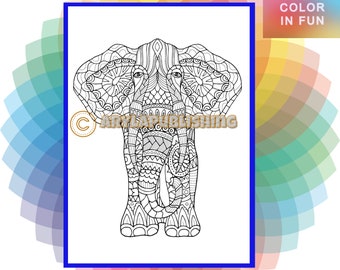 Afrikaanse olifant kleurplaat afdrukbare kleurplaat Volwassen kleurenblad direct downloaden