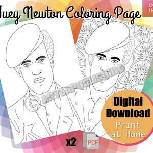Huey Newton coloring page printable colouring page Adult color sheet instant download x2