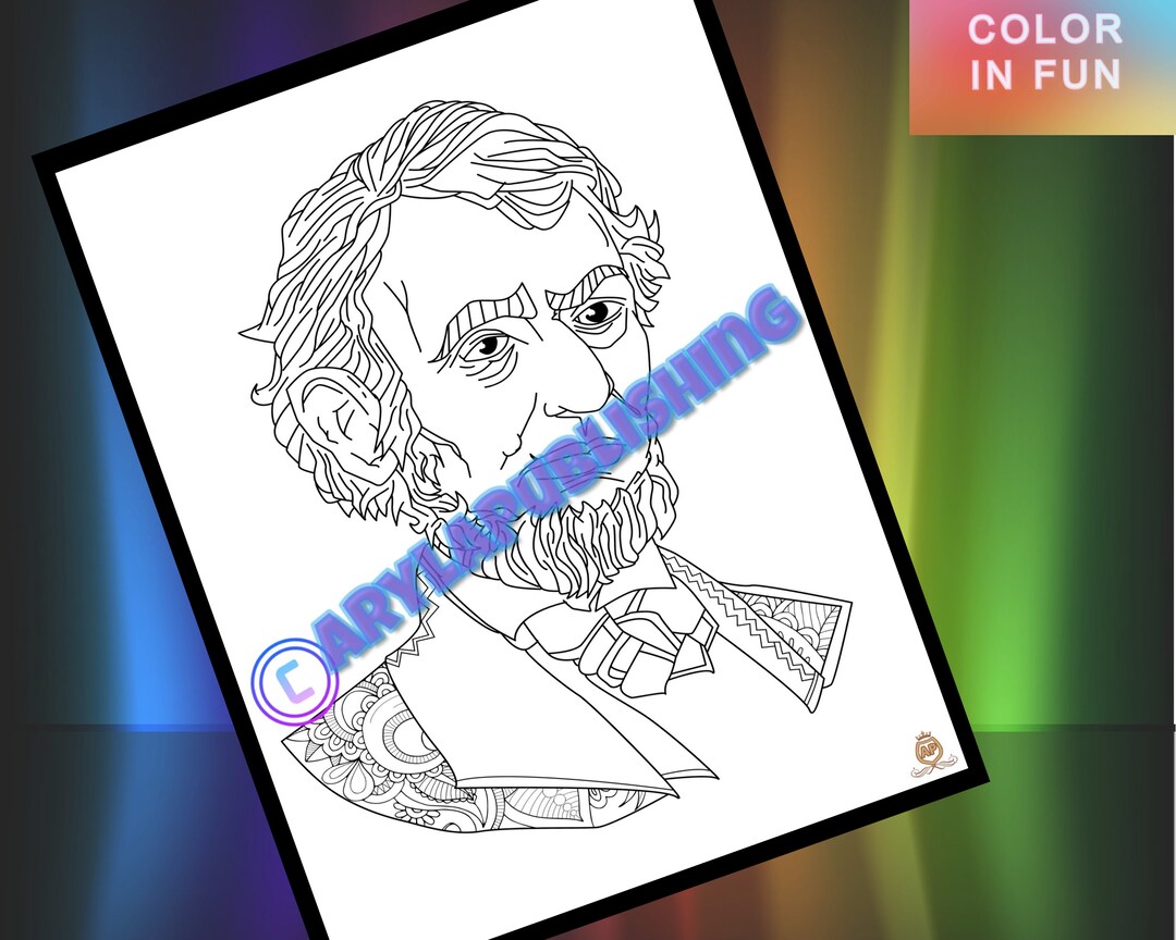 Abraham Lincoln Coloring Page Printable Colouring Page Adult Color