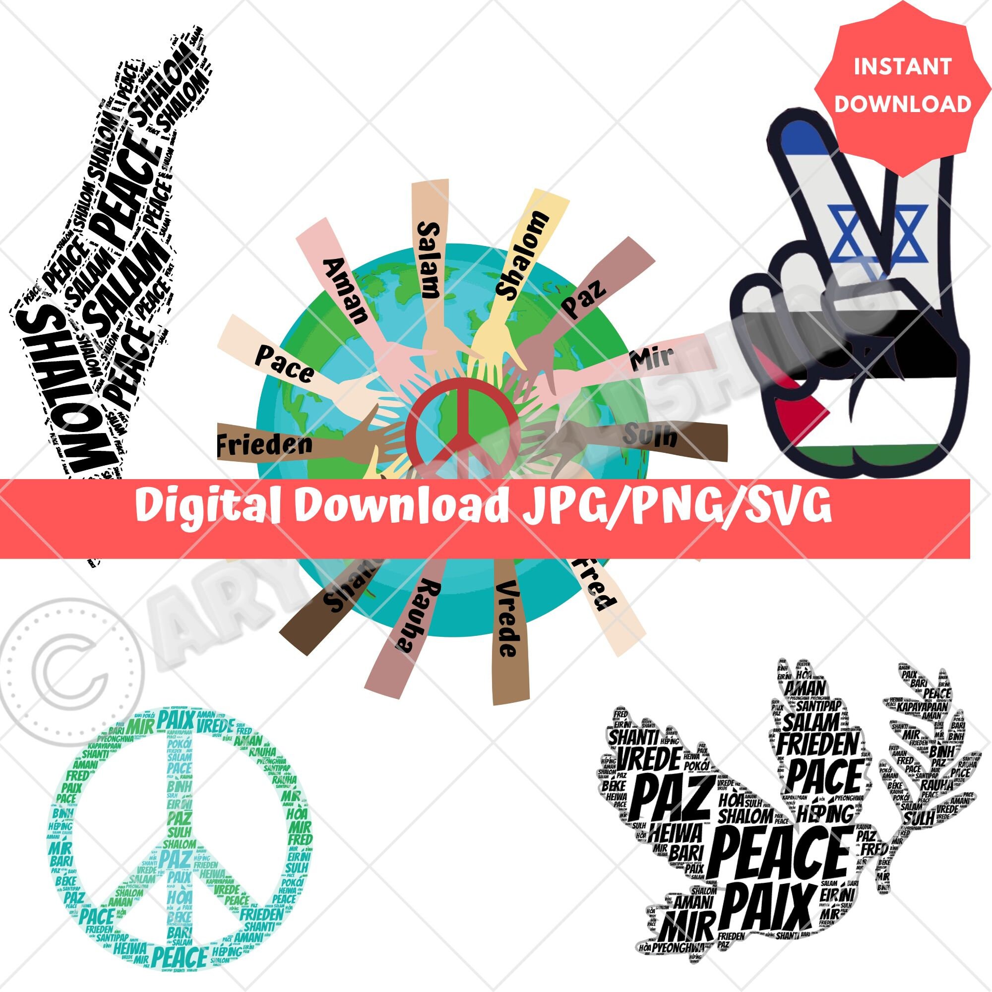 World Peace Printable Files Art - SVG JPG PNG Clipart Create Your Own ...