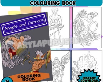 Angels and Demons Coloring Book – Divine Serenity and Dark Intrigue – Ideal for Relaxation and Gothic Art Enthusiasts"